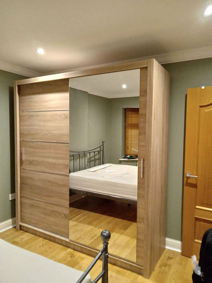 Oak Mirrored Sliding Door Wardrobe