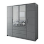 Graphite Mirrored Hinged Door Wardrobe