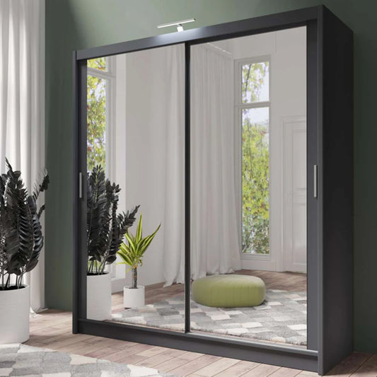 Graphite Full Mirrored Sliding Door Wardrobe