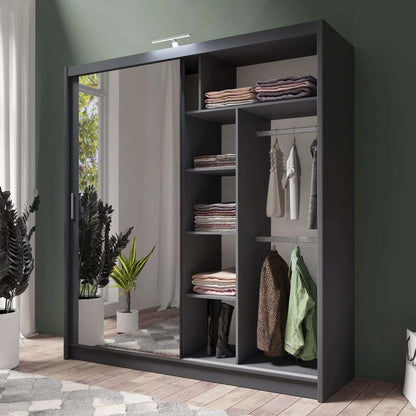 Graphite Full Mirrored Sliding Door Wardrobe