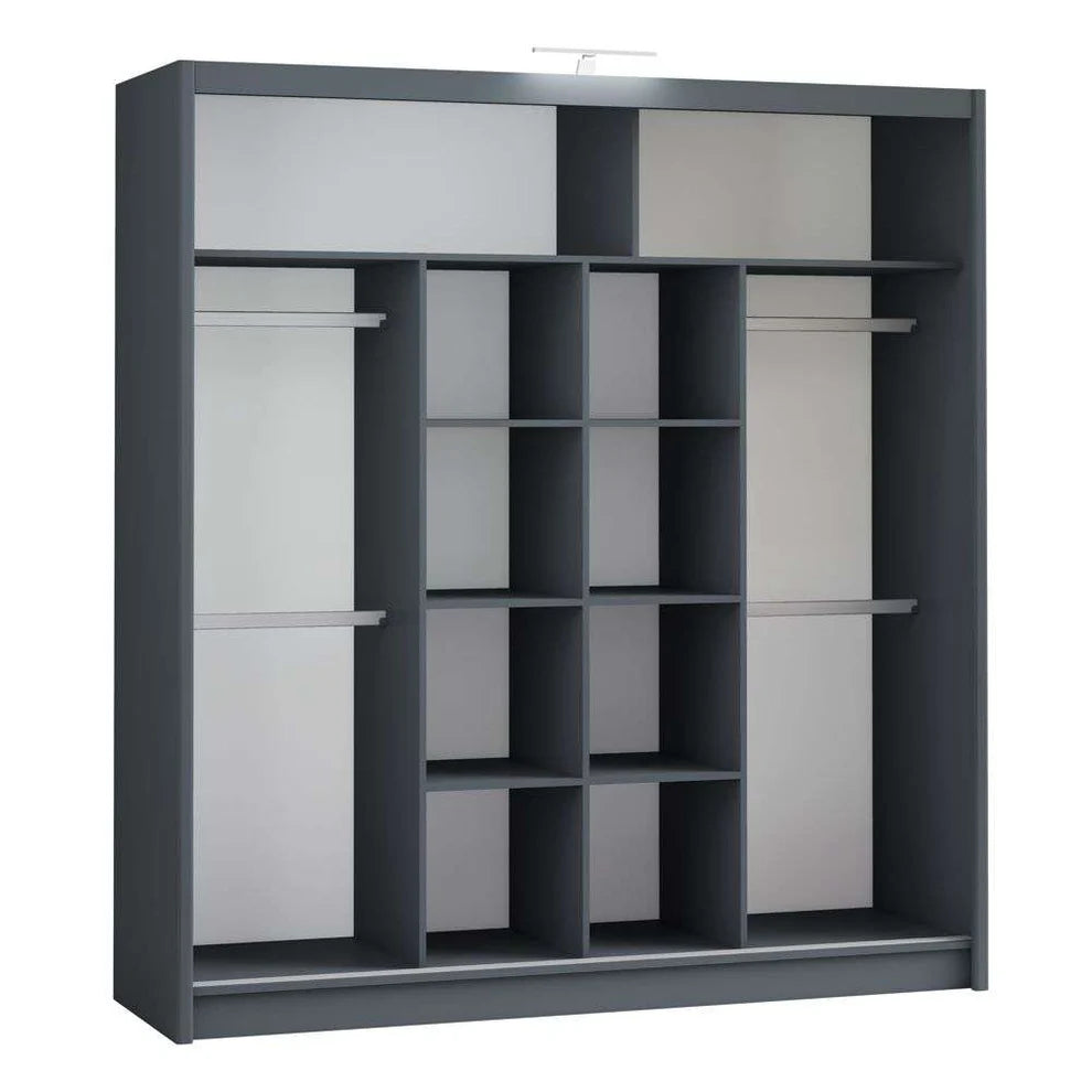 Graphite Full Mirrored Sliding Door Wardrobe