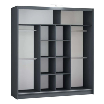 Graphite Full Mirrored Sliding Door Wardrobe